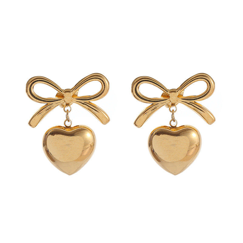 Wholesale Simple and Fashionable Love Bow Light Luxury Style High-end Metal Earrings